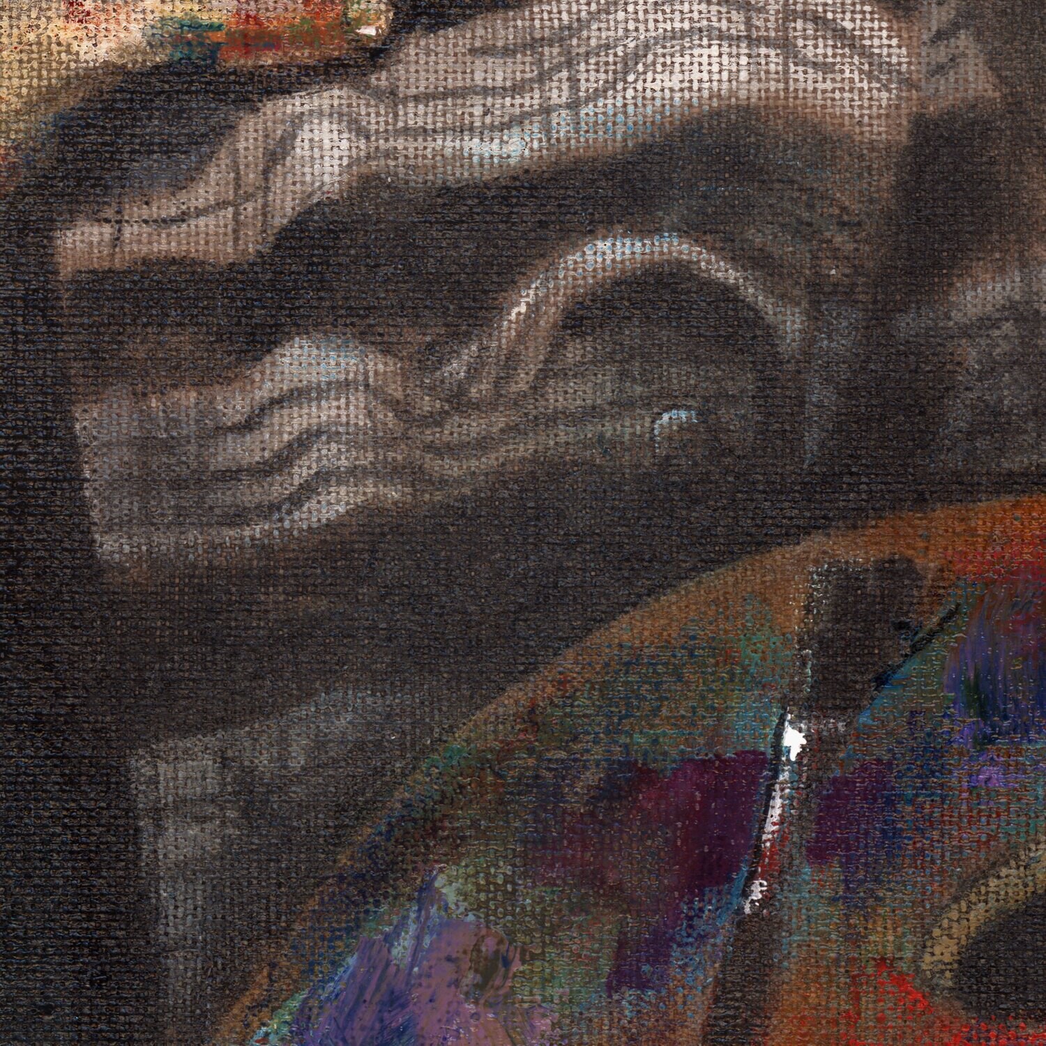 "Self-Portrait" Original Mixed-Media Work on Linen on Board