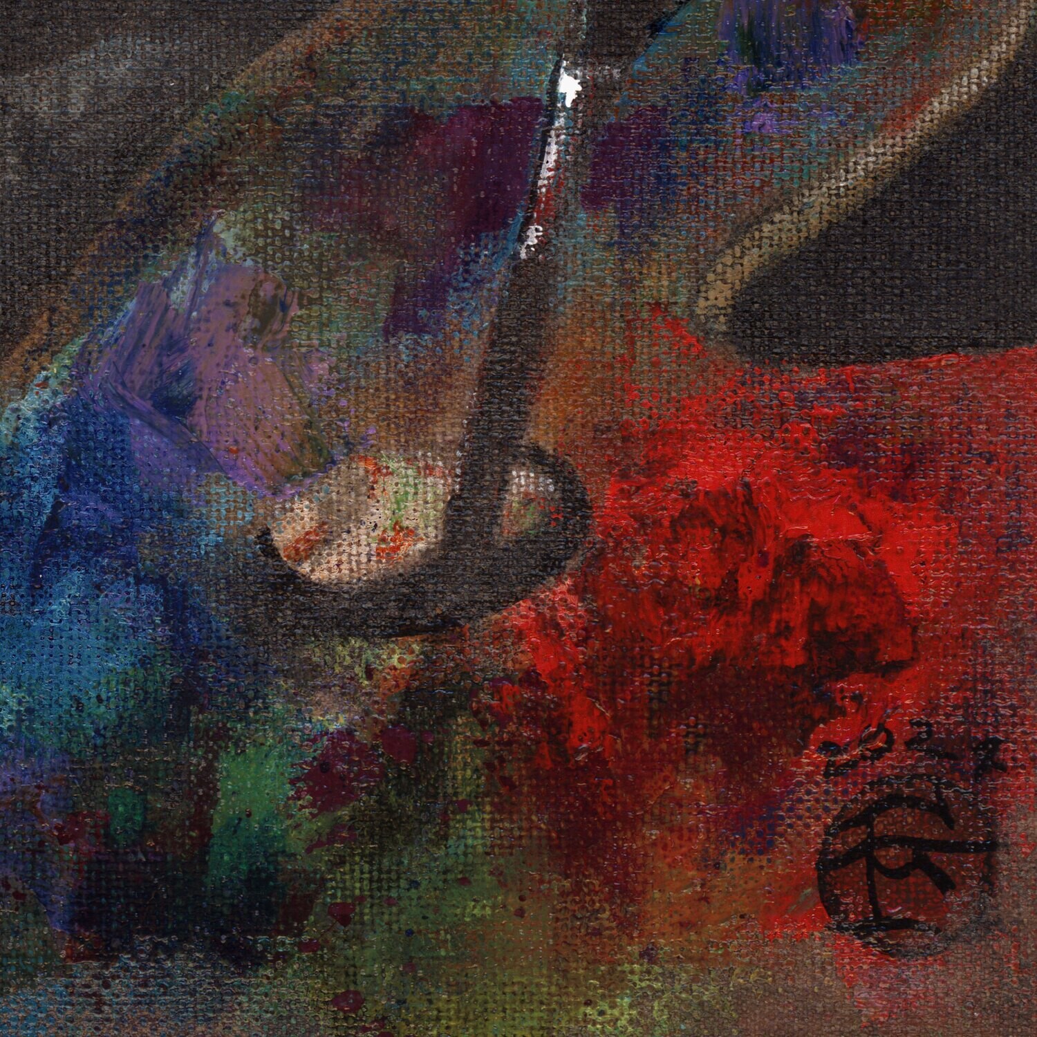 "Self-Portrait" Original Mixed-Media Work on Linen on Board