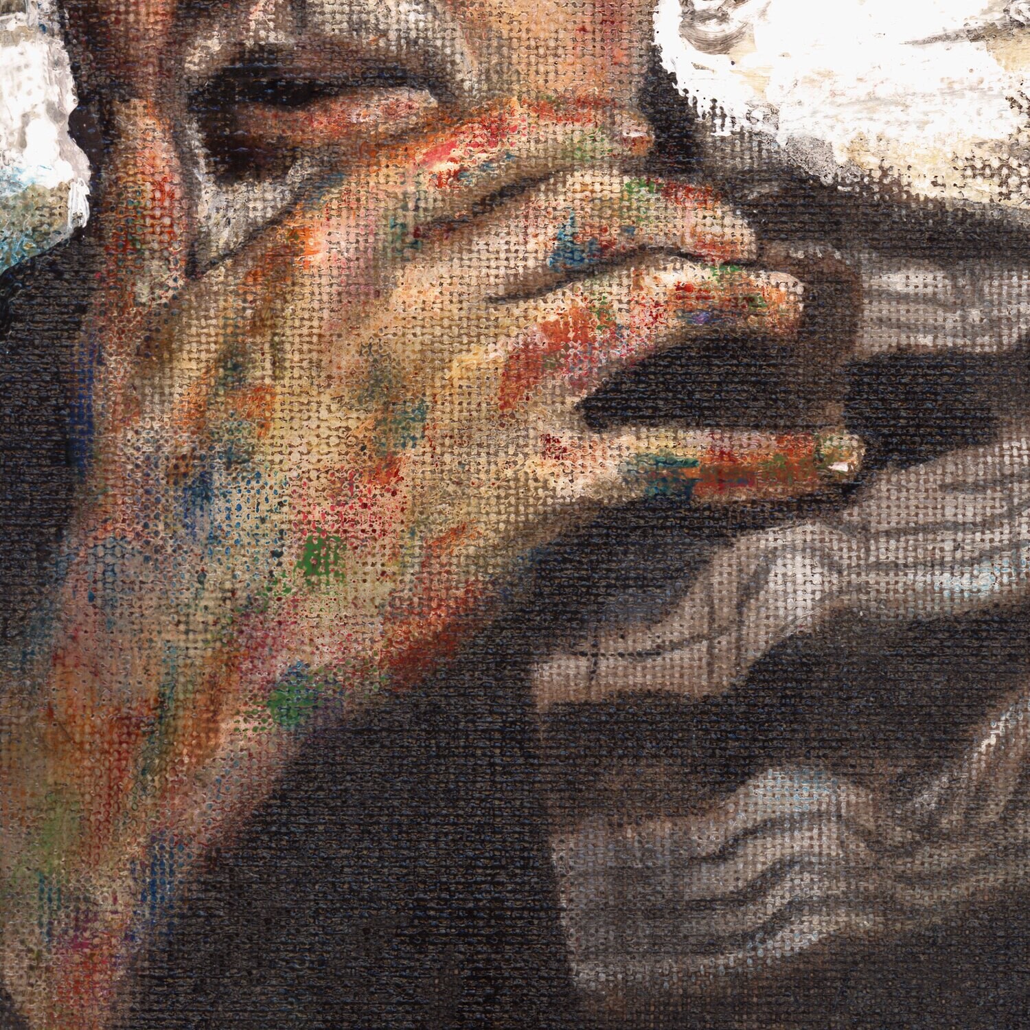 "Self-Portrait" Original Mixed-Media Work on Linen on Board