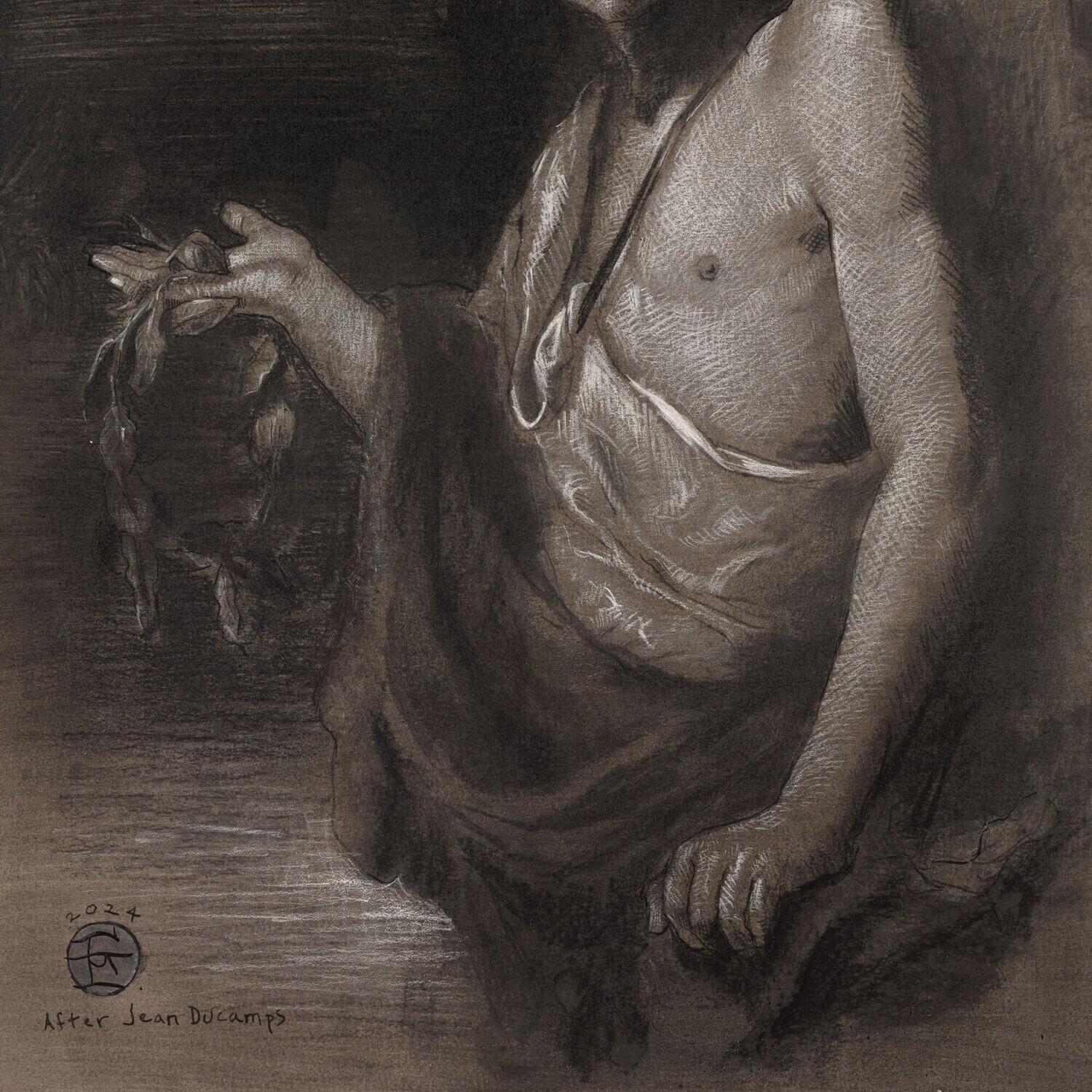 Untitled (Study After Ducamps) | Original Grisaille Work on Paper | Free Shipping Worldwide