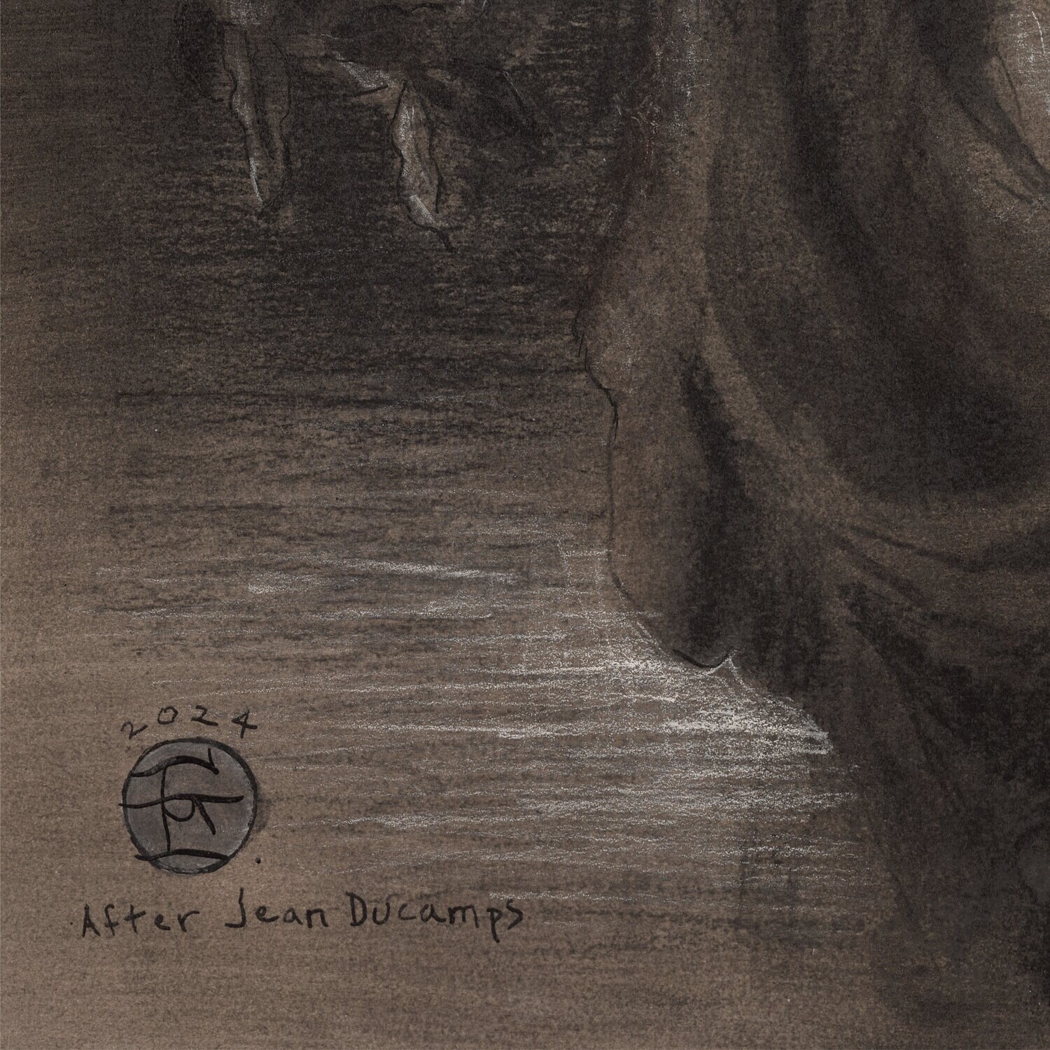 Untitled (Study After Ducamps) | Original Grisaille Work on Paper | Free Shipping Worldwide