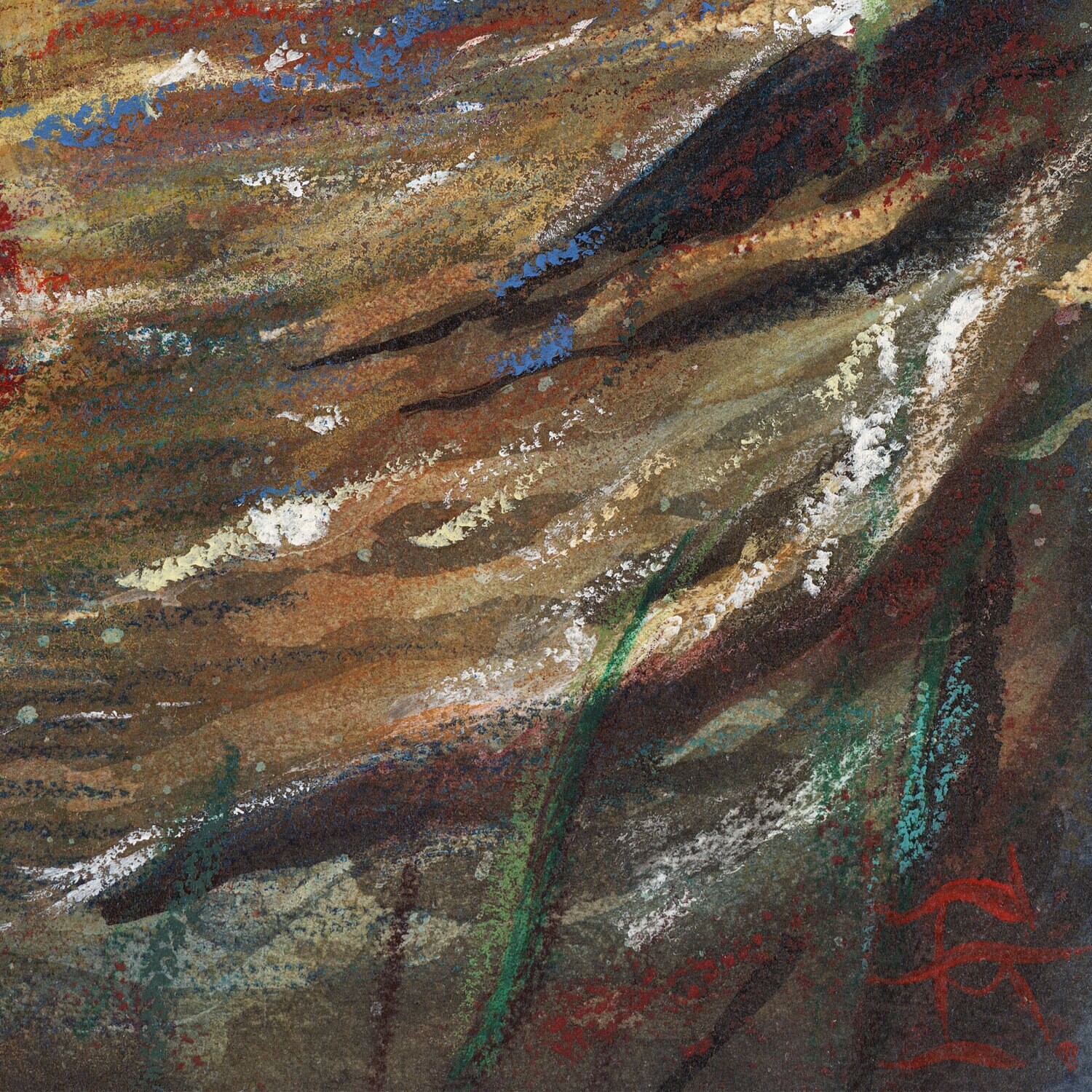 "Narcissus" Original Mixed-Media Work with Oil Pastel