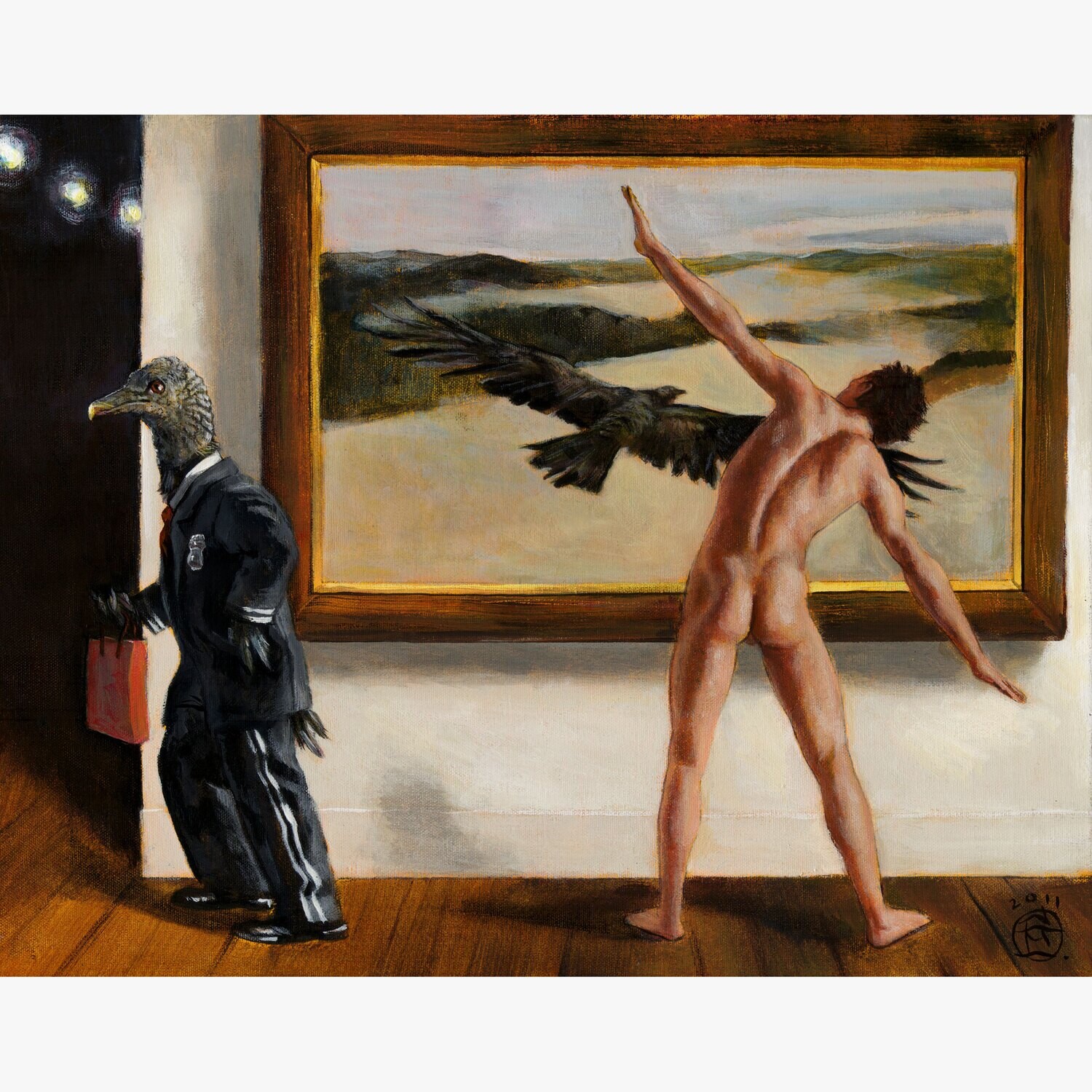 &quot;Guarding Andy Wyeth&quot; Original Painting on Canvas | Free Shipping Worldwide