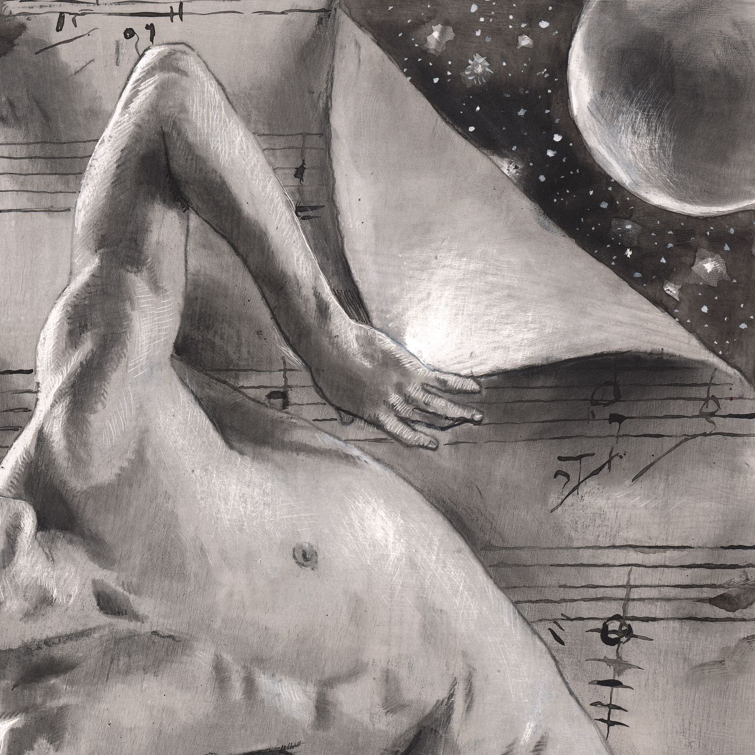 "Summoning a Starry Night" | Original Grisaille Work on Paper | Free Shipping Worldwide