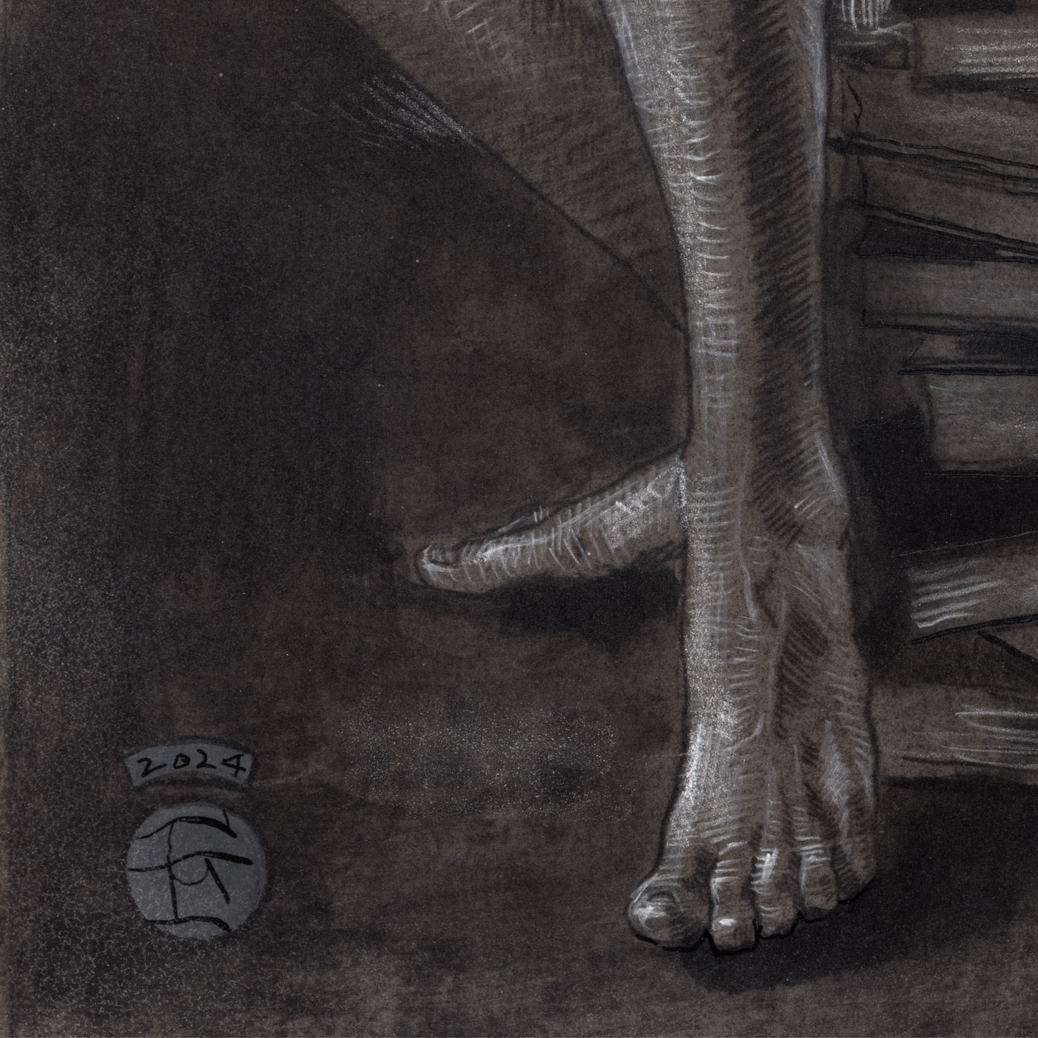 "Lost in Thought" | Original Grisaille Work on Paper | Free Shipping Worldwide