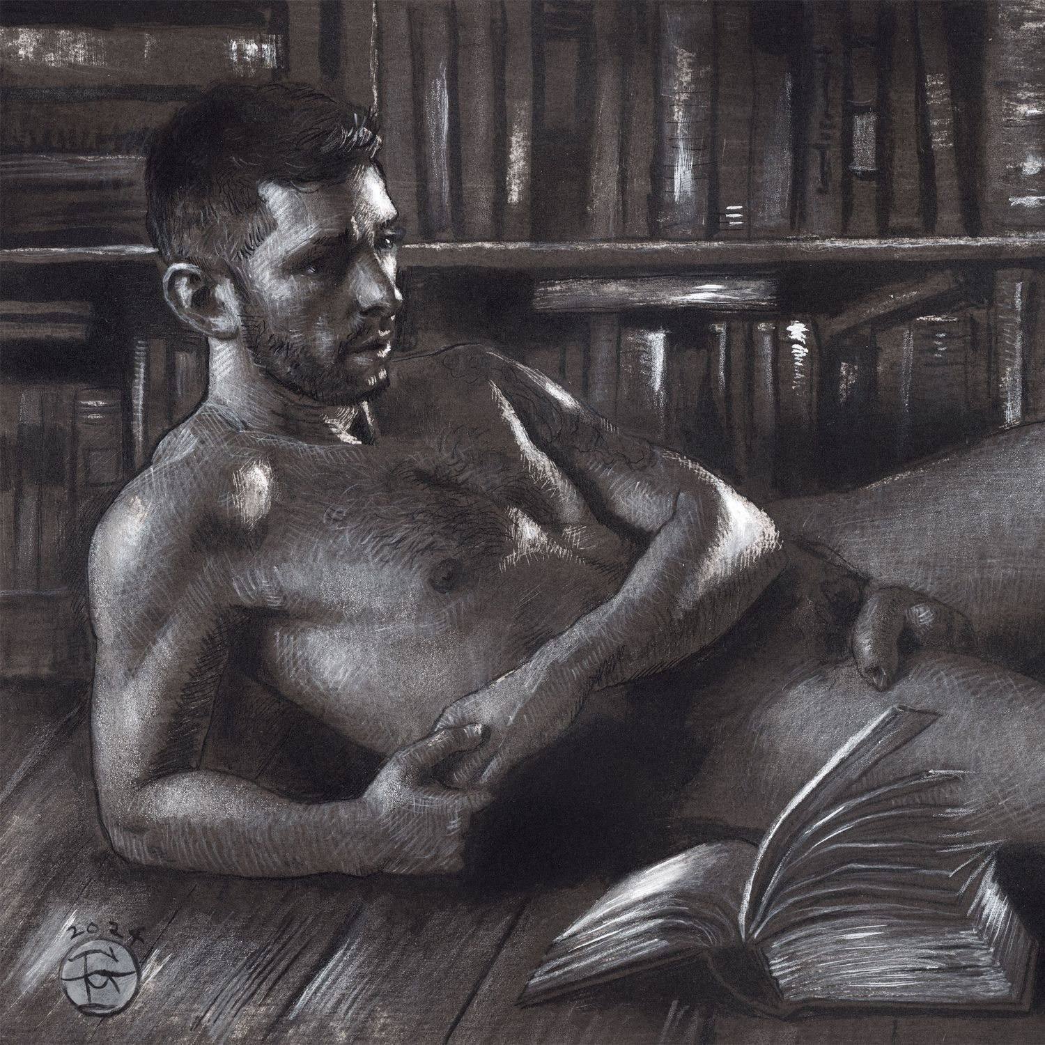 "Self-Taught" | Original Grisaille Work on Paper | Free Shipping Worldwide