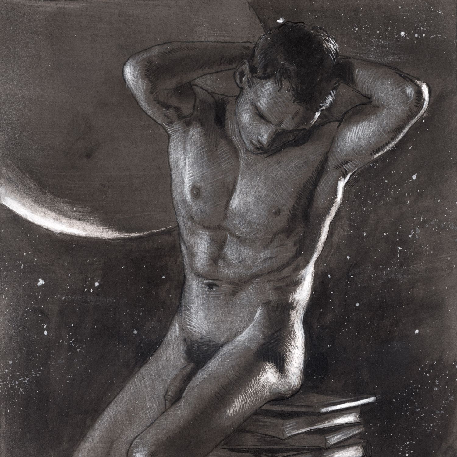 "Lost in Thought" | Original Grisaille Work on Paper | Free Shipping Worldwide