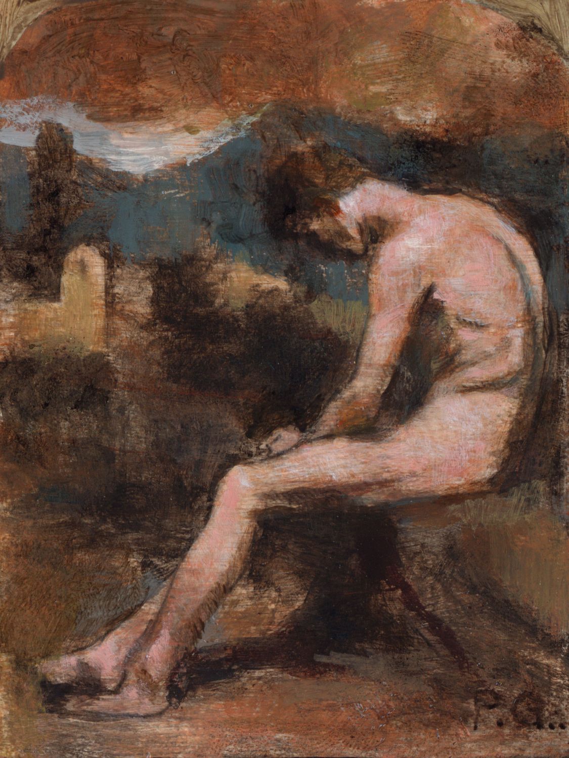 Untitled Miniature (After Etty) | Original 4" X 3" Painting