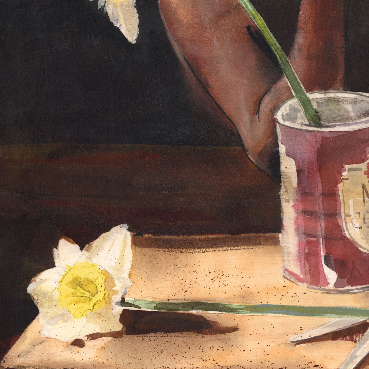 "Self-Portrait with Daffodils"