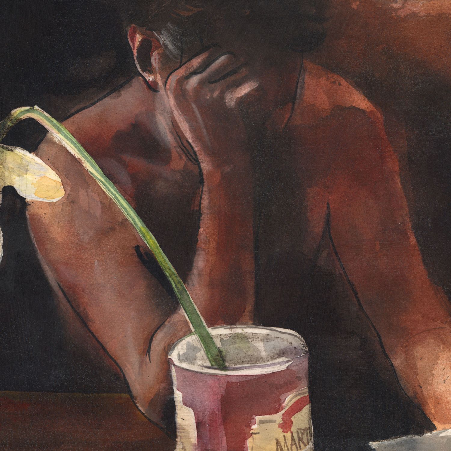 "Self-Portrait with Daffodils"