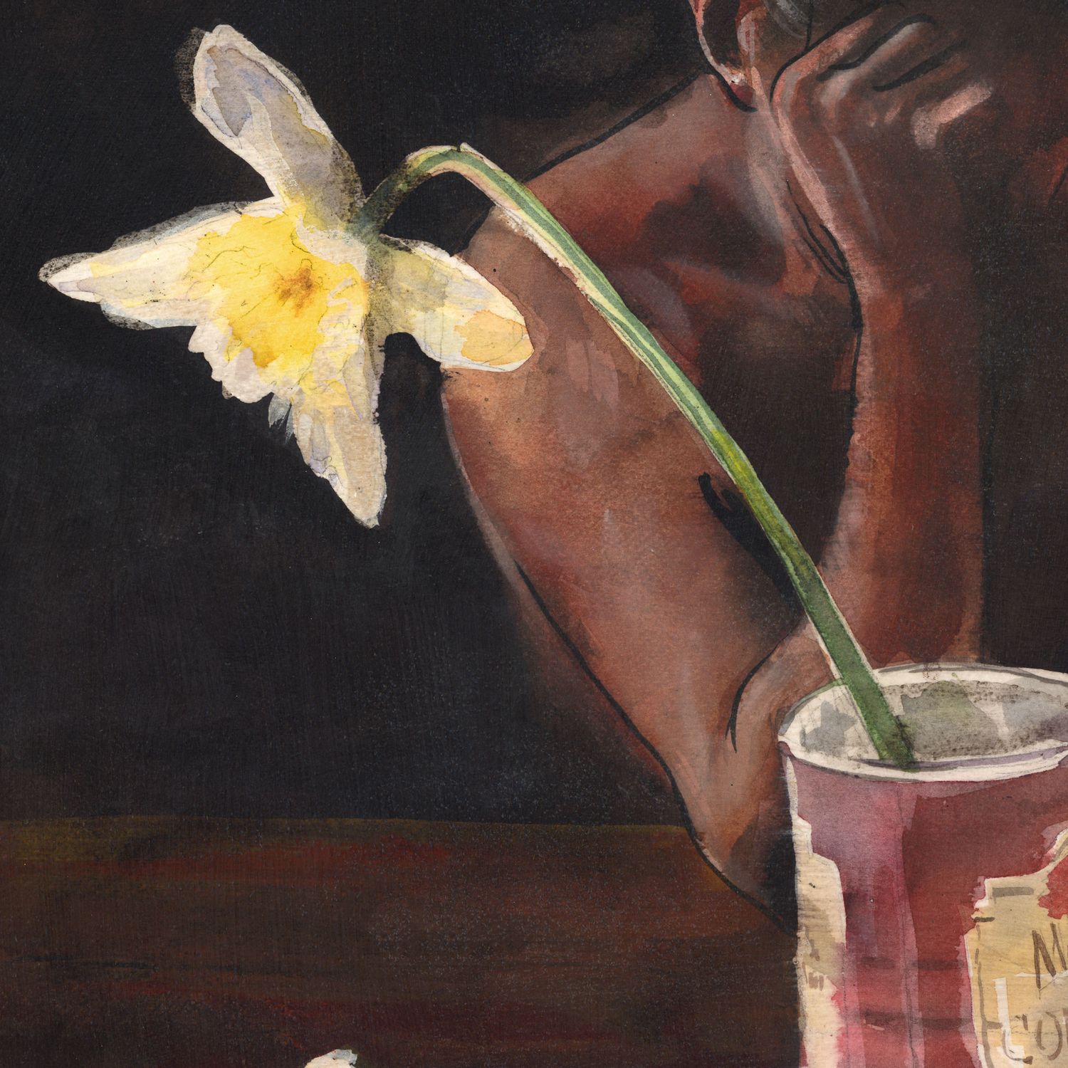 "Self-Portrait with Daffodils"
