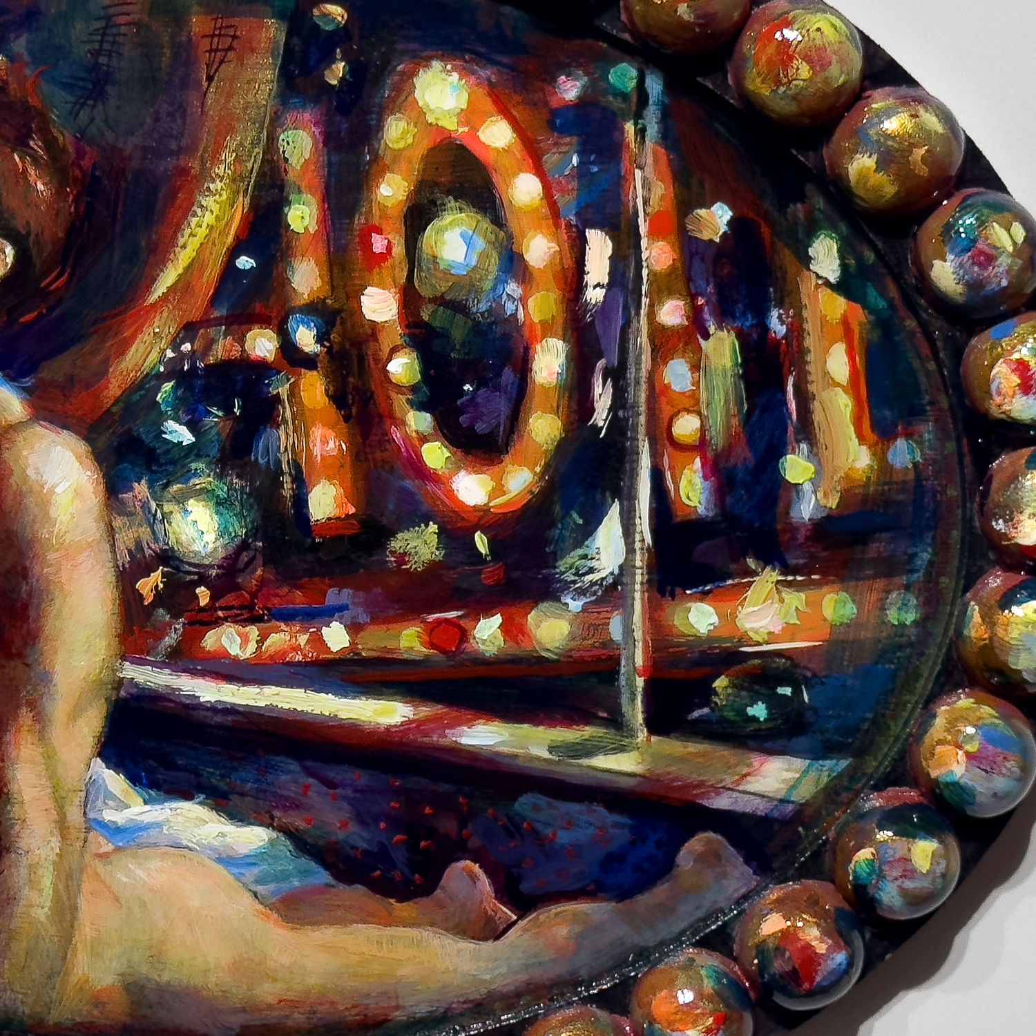 "The Layover" Original Painting on Oval Panel | Free Shipping Worldwide