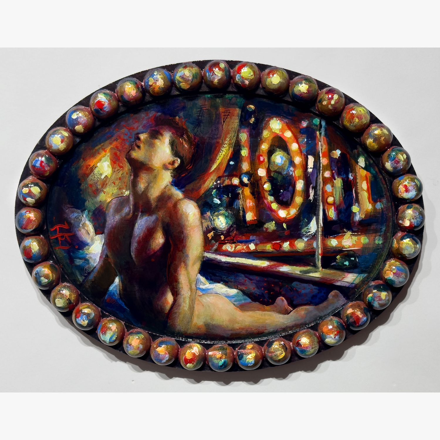 &quot;The Layover&quot; Original Painting on Oval Panel | Free Shipping Worldwide