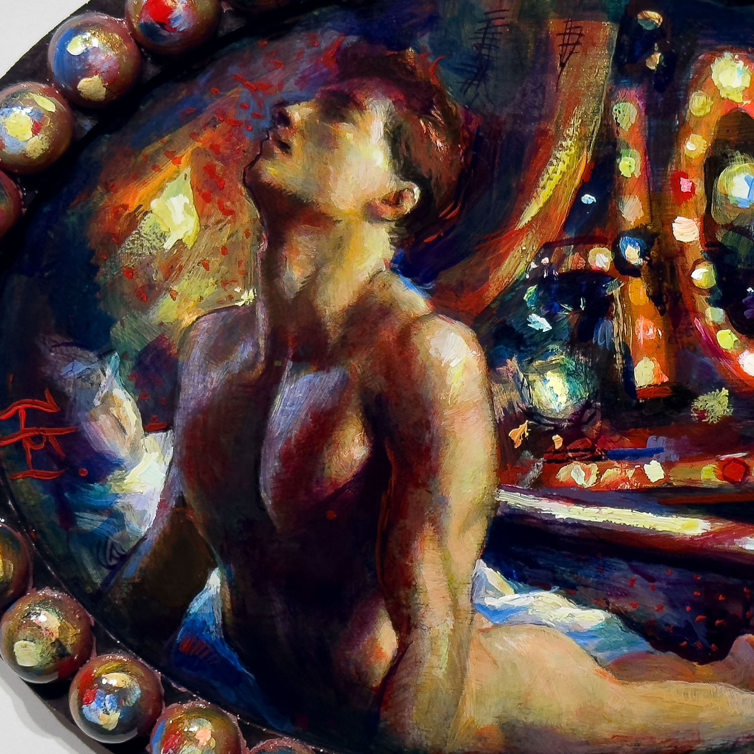"The Layover" Original Painting on Oval Panel | Free Shipping Worldwide