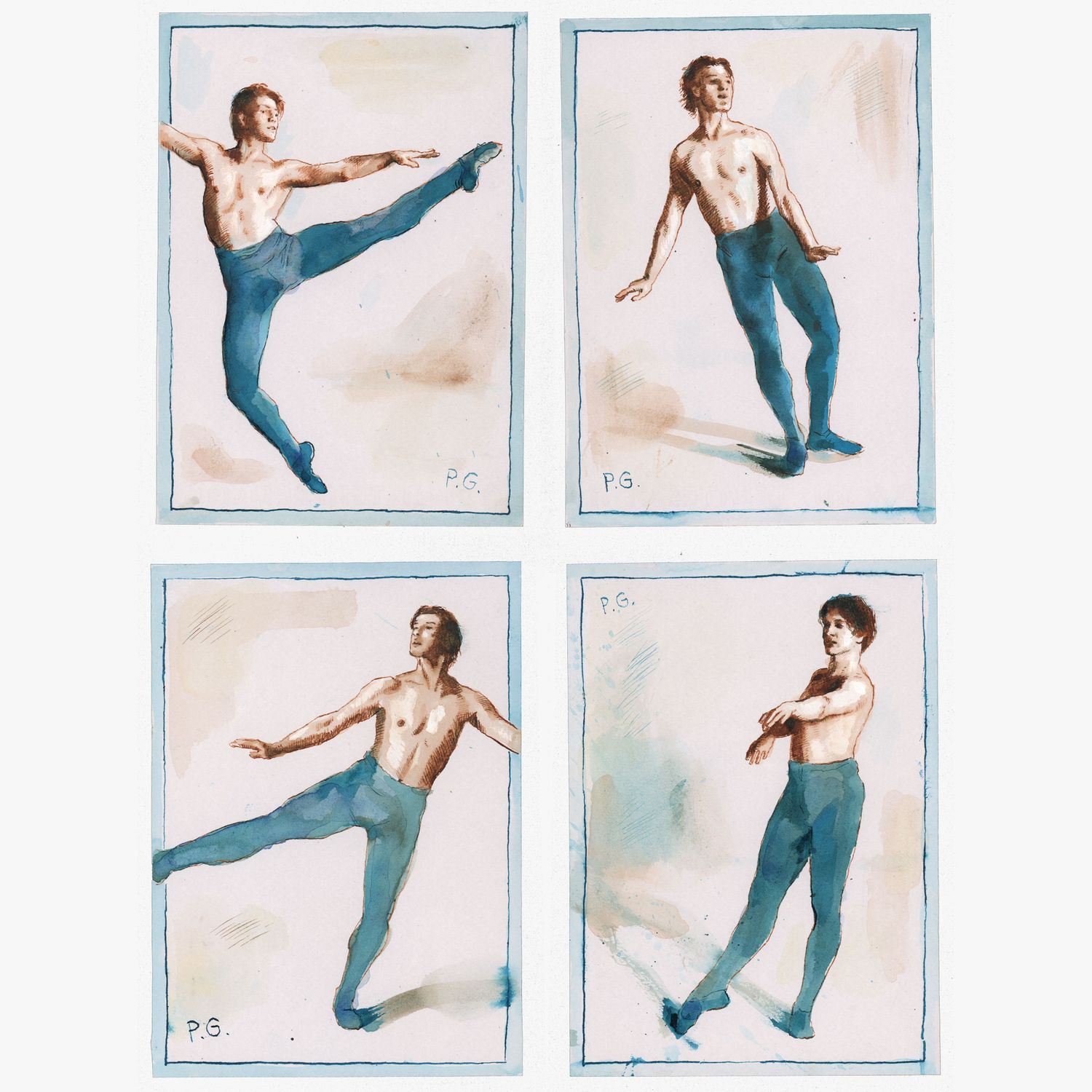 &quot;Teal Dancers&quot; Group of Studies | Available Individually