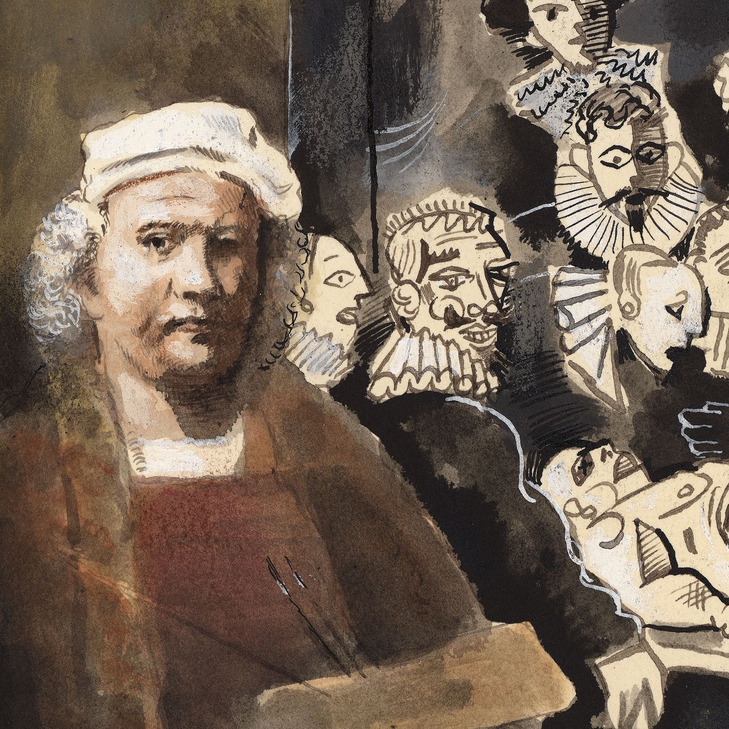 "Rembrandt's New Style"  |  Original Work on Paper  |  Free Shipping Worldwide