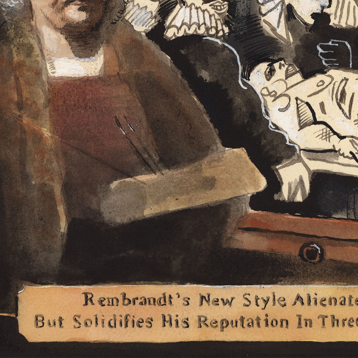 "Rembrandt's New Style"  |  Original Work on Paper  |  Free Shipping Worldwide