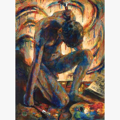 "Troubling News Reaches the Atelier of the Young Painter Monsieur Bleu" "Troubling News Reaches the Atelier of the Young Painter Monsieur Bleu"