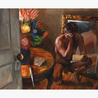 &quot;Reader in the Mirror&quot; (Self-Portrait)