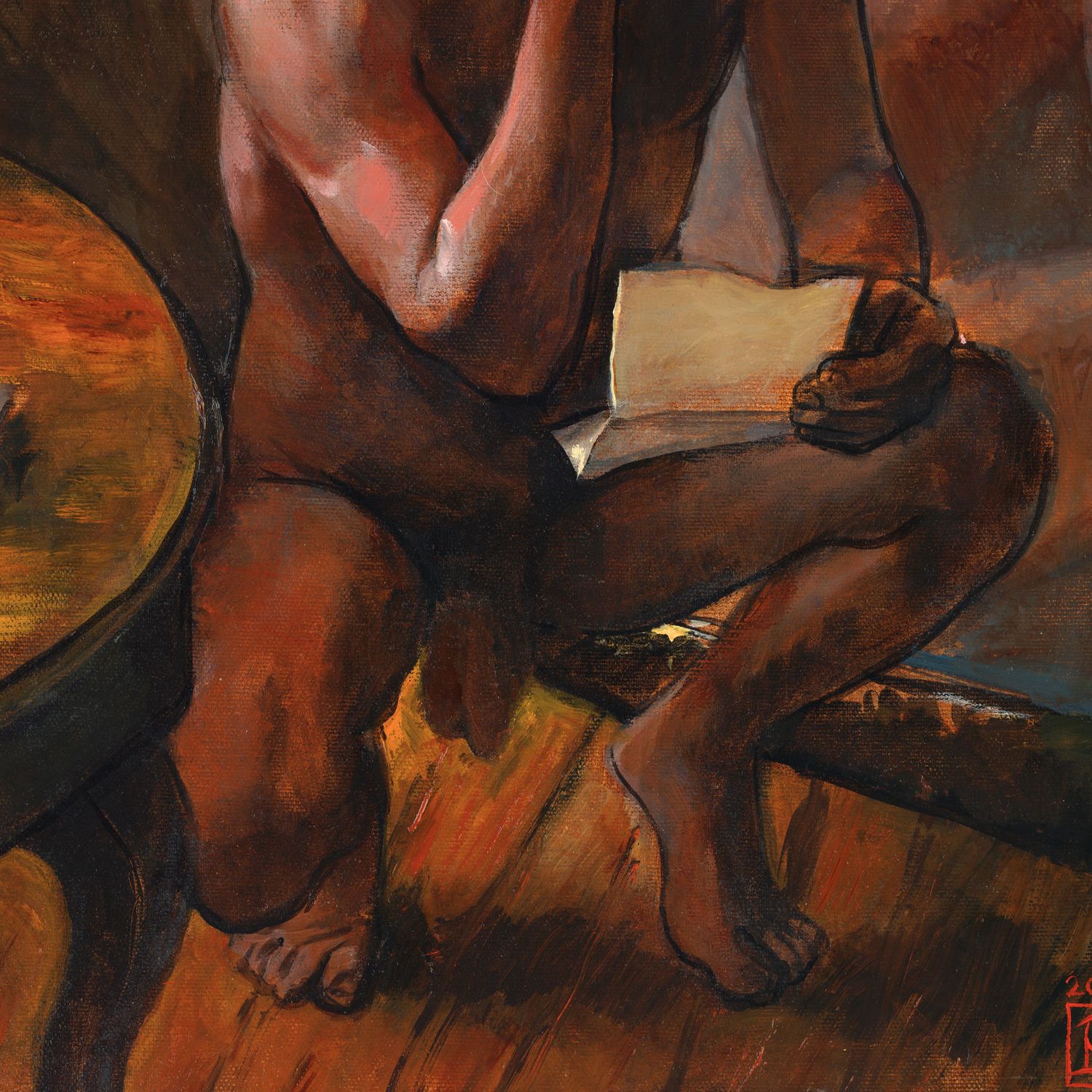 "Reader in the Mirror" (Self-Portrait)