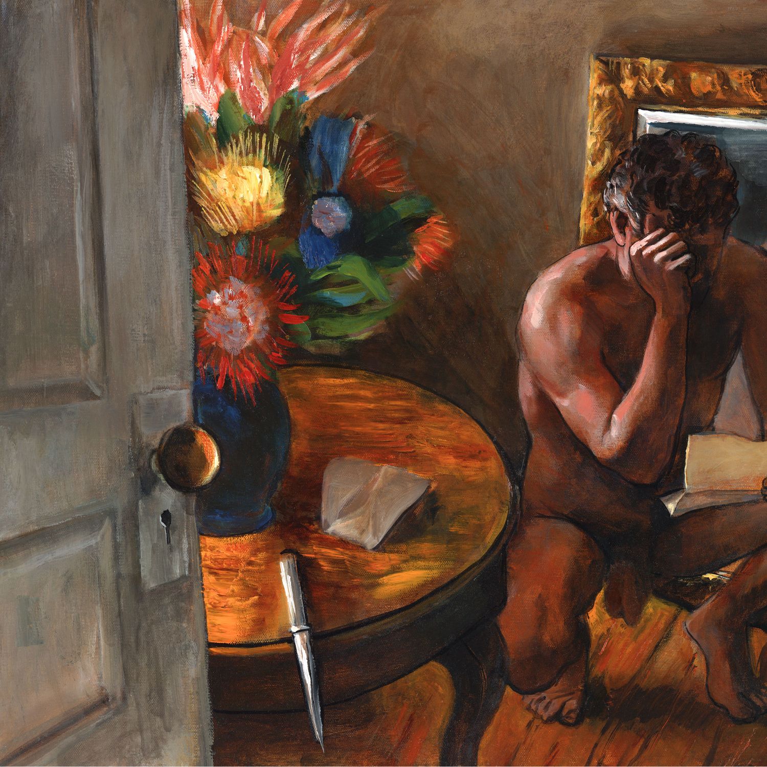 "Reader in the Mirror" (Self-Portrait)