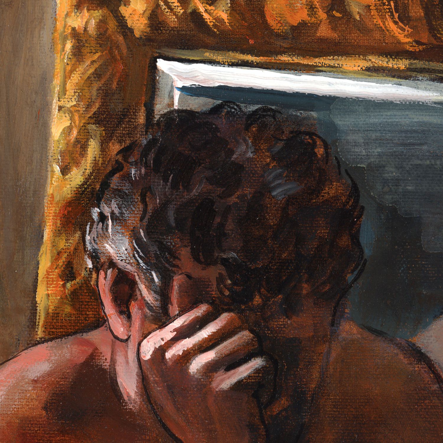 "Reader in the Mirror" (Self-Portrait)
