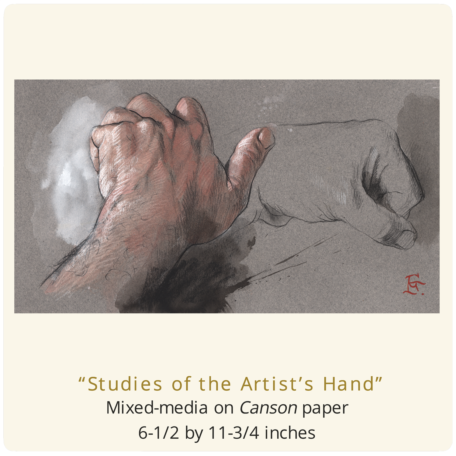 "Studies of the Artist's Hand" Original Work on Paper