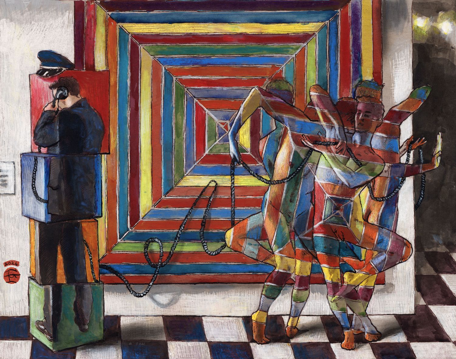 "The Call for Help: A Dancer Squared" Original Work on Paper