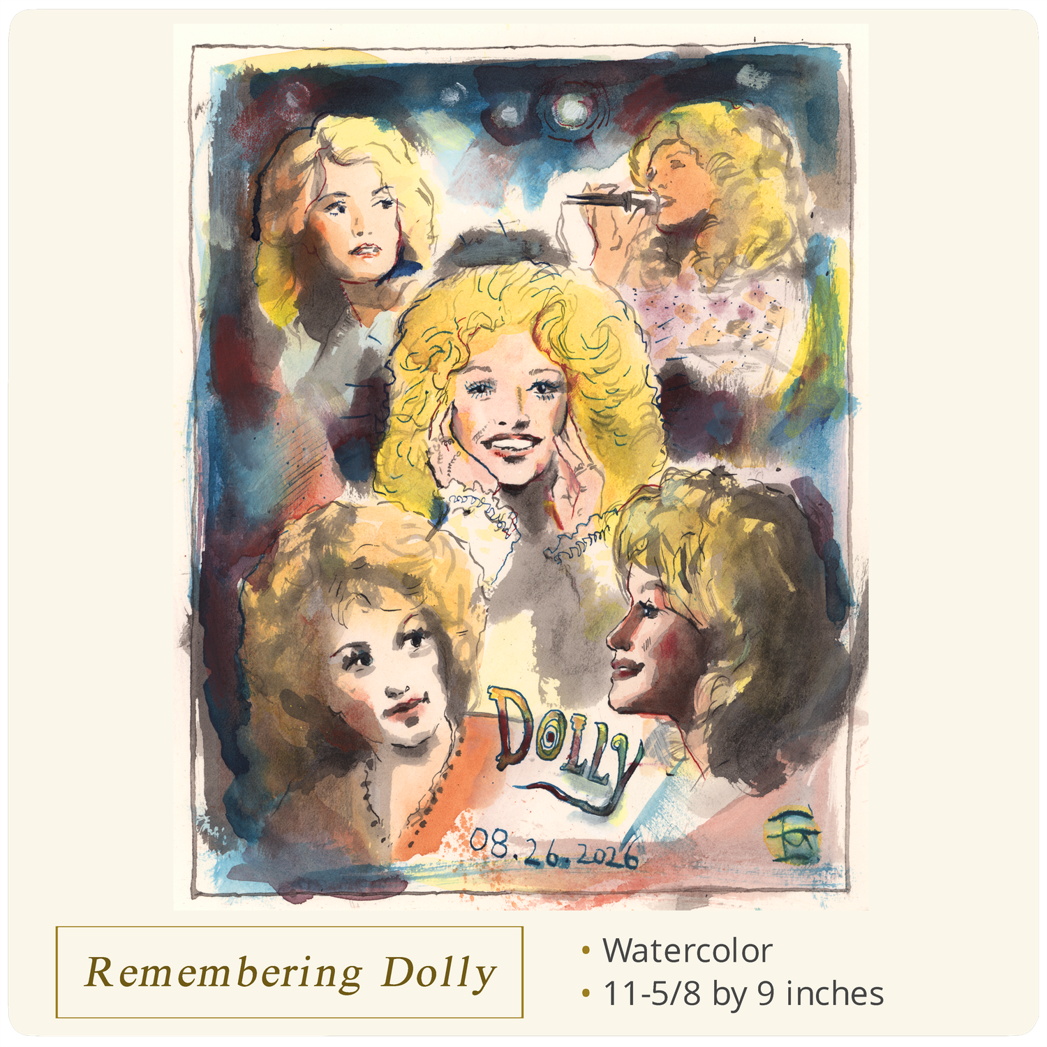 "Remembering Dolly, 08.26.2026" Original Watercolor