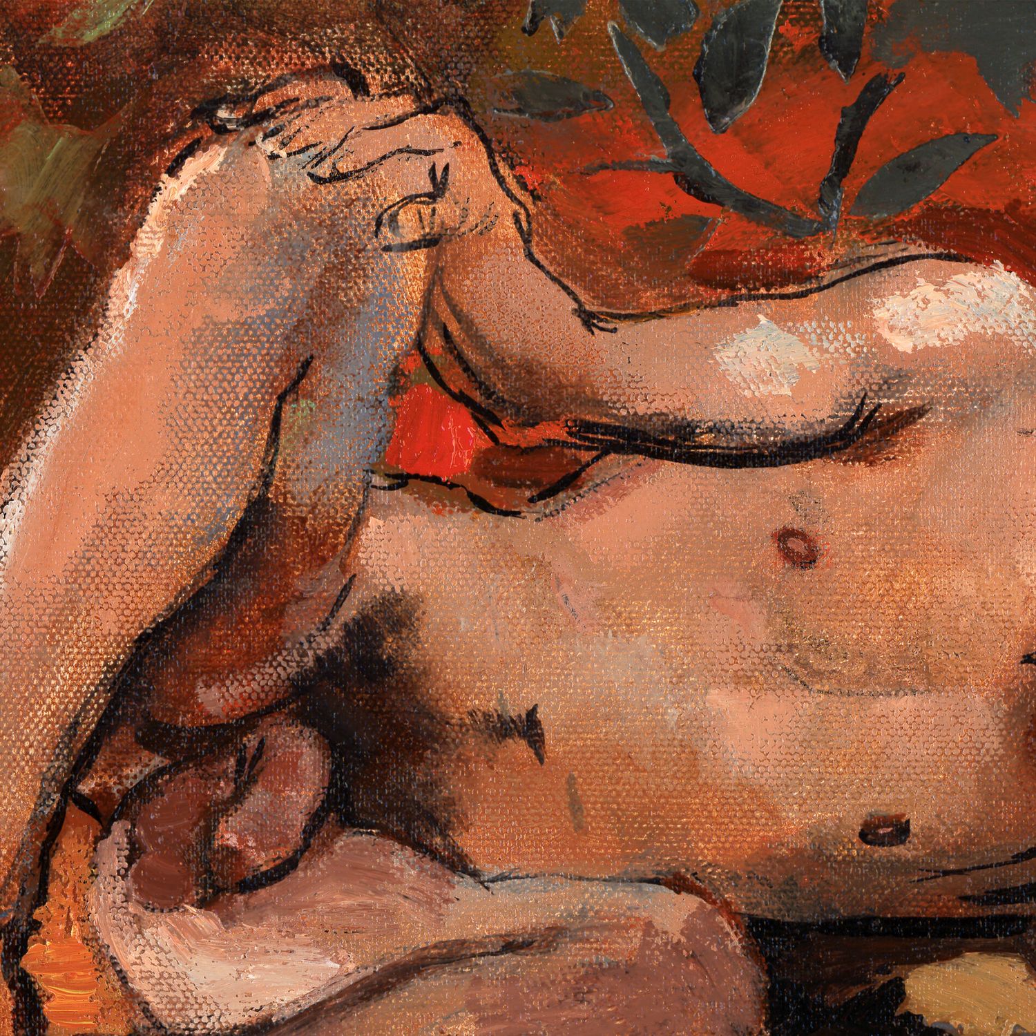 Untitled (Nude Against a Floral Backdrop)
