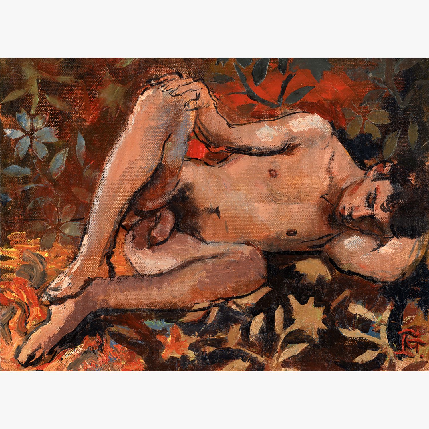 Untitled (Nude Against a Floral Backdrop)
