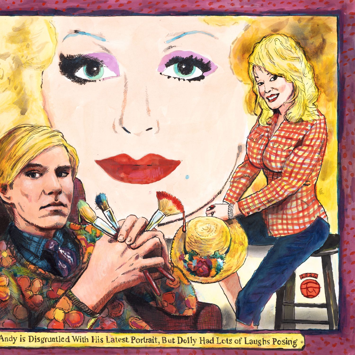 "Andy is Disgruntled With His Latest Portrait, But Dolly Had Lots of Laughs Posing"