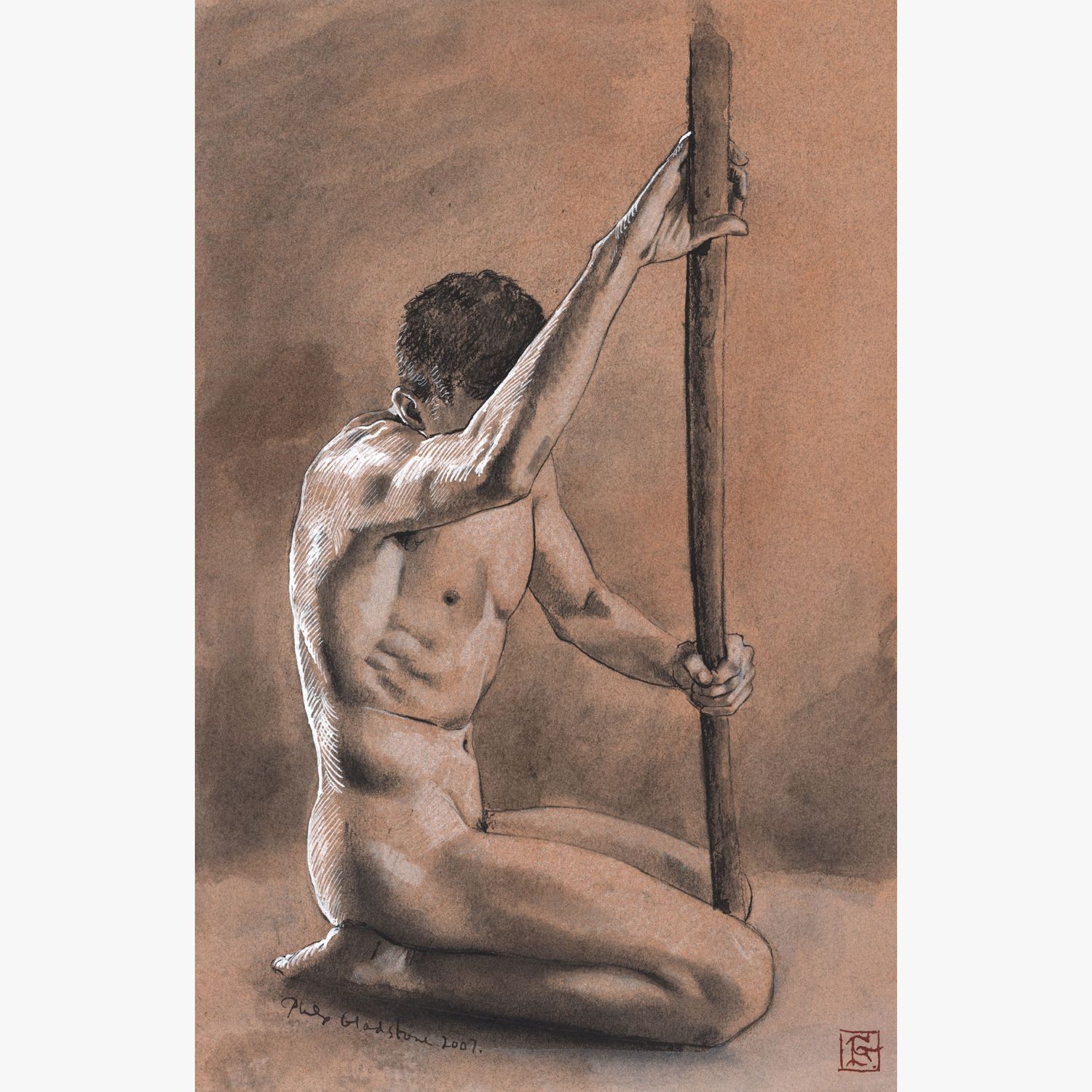 Untitled (Study of a Nude Holding a Pole)