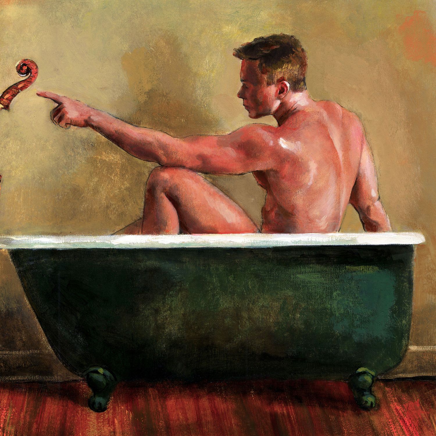 "A Cellist Elevated by His Bath"