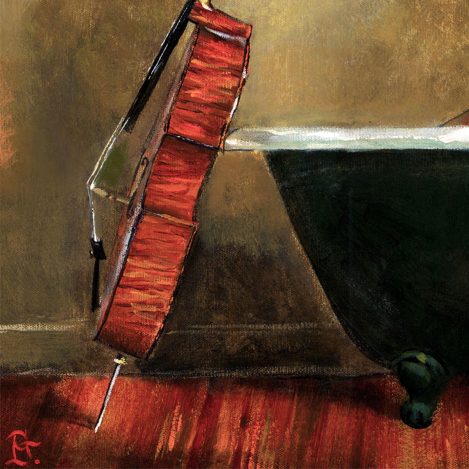 "A Cellist Elevated by His Bath"
