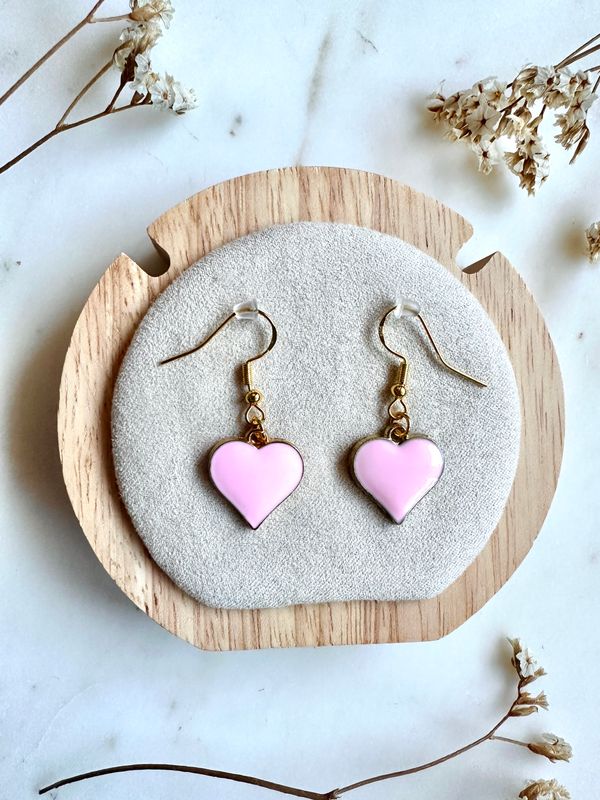 Boucles d'oreilles coeur rose