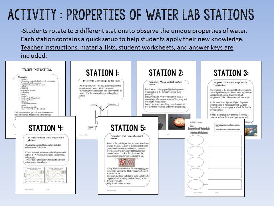 Properties Of Water Worksheet