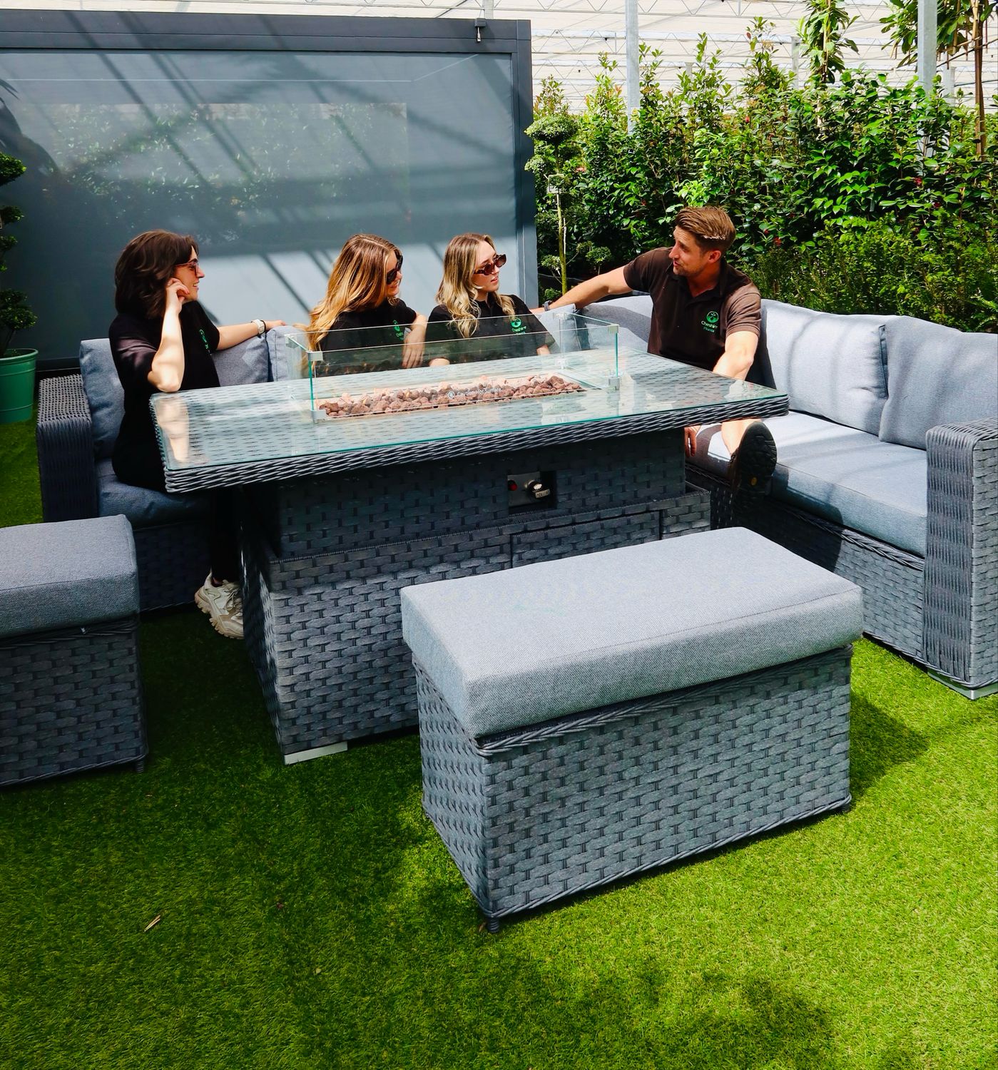 Wimborne Rattan Aluminium Corner Set with Adjustable Fire Pit