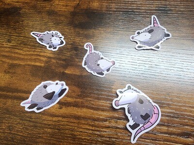 Cartoon Possum Multi-Pattern 2 in Sticker Decal
