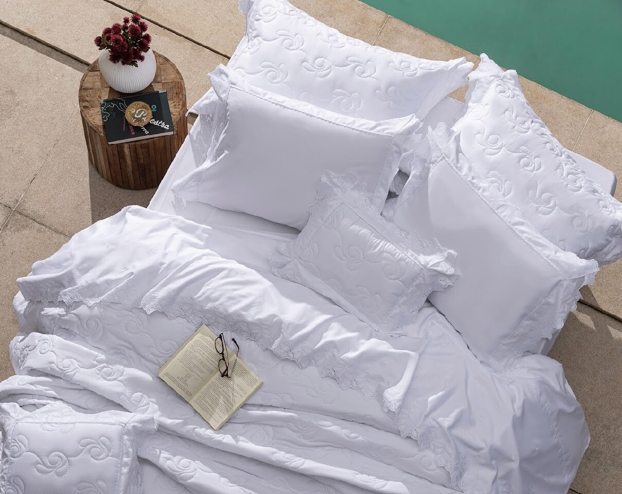 COMFORTER QUEEN FOLIAGE 03PCS, Color: White