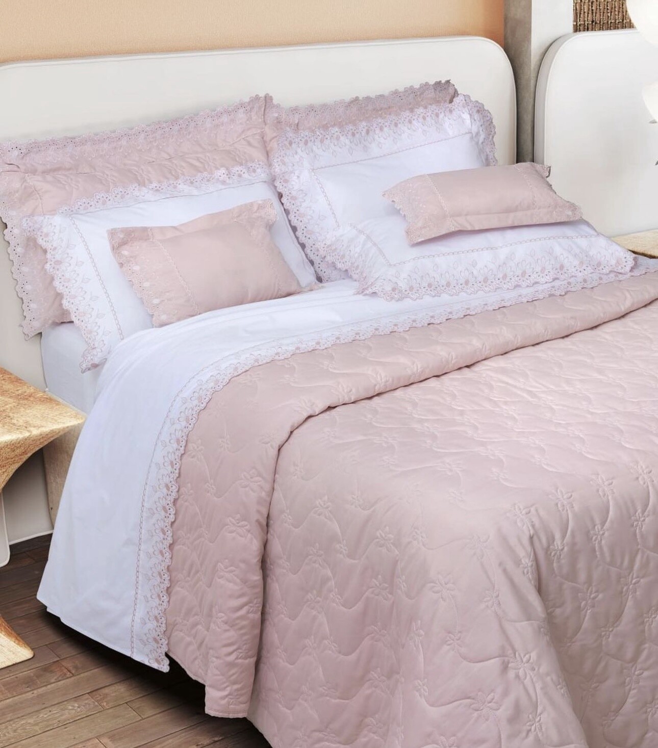 COMFORTER CASAL GARDEN 05PCS, Color: Pink