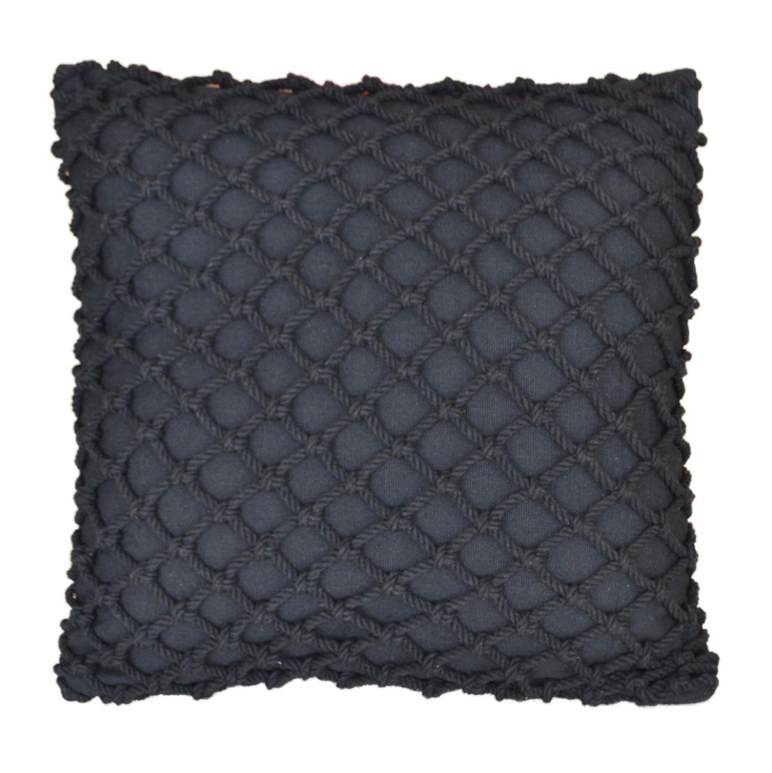 CUSHION COVER MACRAMÊ C CORDA 50X50, Color: Black