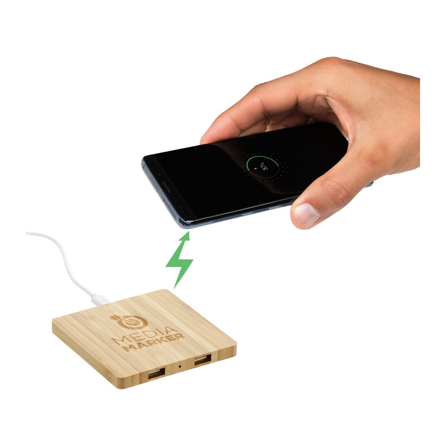 FSC® Bamboo Wireless Charging Pad with Dual Outputs