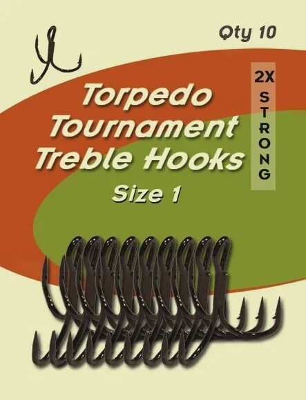Torpedo Tournament Treble Hooks Black 10pk #1