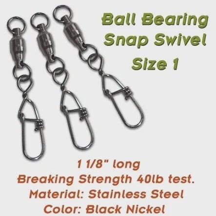 Torpedo Ball Bearing Snap Swivel 40# 5pk Black Nickel
