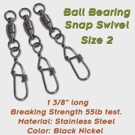 Torpedo Ball Bearing Snap Swivel 55# 5pk Black Nickel