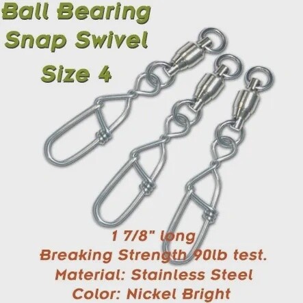 Torpedo Ball Bearing Snap Swivel 90# 5pk Nickel Bright