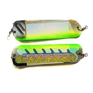 Salmon Candy Flasher 8&quot; Alty&#39;s Green Stud UV