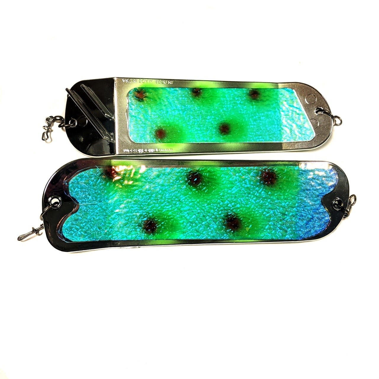 Salmon Candy Flasher 8&quot; Chrome UV Black Eye Peas