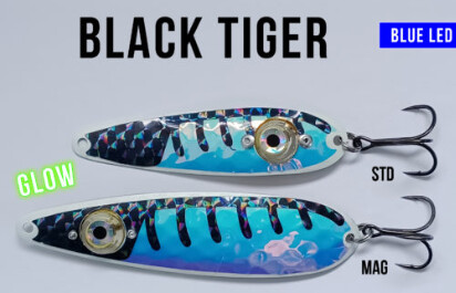 B&amp;E Tackle LED Spoon Standard Black Tiger DLT
